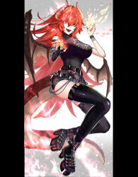  absurdres belt black_belt black_footwear black_nails black_shorts black_tank_top black_thighhighs boots breasts chains dragon_girl dragon_horns dragon_tail dragon_wings female fire high_heel_boots high_heels highres horns large_breasts long_hair nail_polish oerba_yun_fang open_mouth poporun red_hair shorts skin_fang smile solo spiked_belt tail tank_top thighhighs virtual_youtuber vshojo wings yellow_eyes zentreya zentreya_(dragon) zentreya_(dragon)_(3rd_costume) 