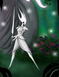  anthro armor arthropod bottomwear clothing dress dryya_(hollow_knight) female fighting_pose forest forest_background garden hi_res hollow_knight insects melee_weapon nail_(weapon) nature nature_background plant pose skirt slim solo team_cherry the_nameless_guy tree weapon white_armor white_body white_bottomwear white_clothing white_dress white_skirt 