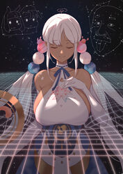  absurdres albert_einstein breast_envy breasts closed_eyes constellation dark-skinned_female dark_skin elbow_gloves female gawr_gura gloves hair_ornament hand_on_own_chest highres hololive hololive_english large_breasts limiter_(tsukumo_sana) long_hair low_twintails ninomae_ina&#039;nis physics planet_hair_ornament sideboob sky smile solo star_(sky) starry_sky tongue tongue_out tsukumo_sana tsukumo_sana_(1st_costume) twintails very_long_hair virtual_youtuber wesly2300 