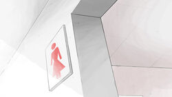  bathroom ceiling commentary_request hoojiro_(found1093) indoors no_humans original photoshop_(medium) restroom restroom_sign sign 