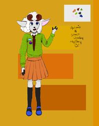  ambiguous_gender anthro antonio_(antoniothesheep) bisexual_pride_colors bottomwear bovid caprine clothing demiboy_pride_colors dress_shirt femboy footwear hi_res horn knee_highs knee_socks legwear lgbt_pride male mammal mary_janes necktie nonbinary_(lore) pin_(disambiguation) pride_colors sheep shirt shoes skirt socks solo topwear unknown_artist 